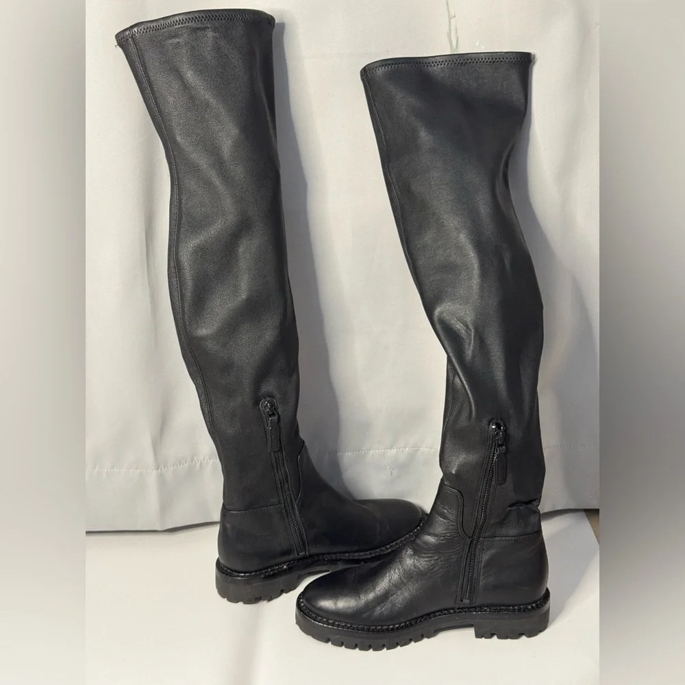 VINCE. Cabria‎ stretch-leather over-the-knee boots Women's 5.5 Black